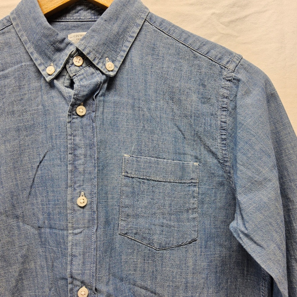 Crewcuts‎ Button Down Shirt Boys 12 Blue Chambray Long Sleeve Cotton L1814